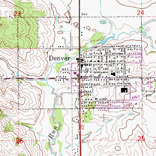 Topographic Map of Denver City Hall, IA