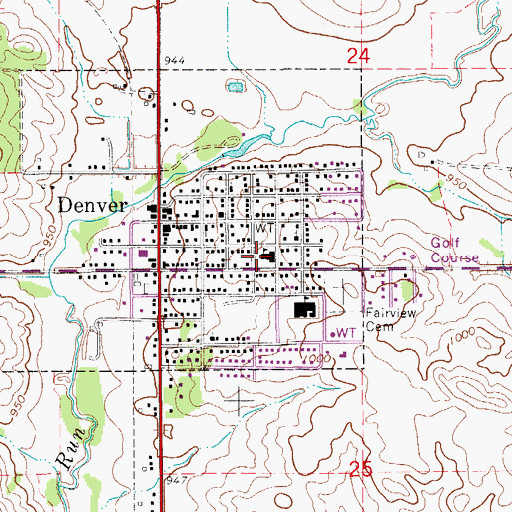 Topographic Map of Denver Early Elementary School, IA