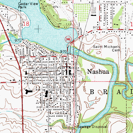 Topographic Map of Nashua Post Office, IA