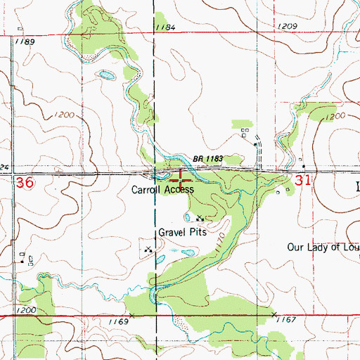 Topographic Map of Carroll Access Area, IA