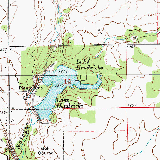 Topographic Map of Lake Hendricks Park, IA