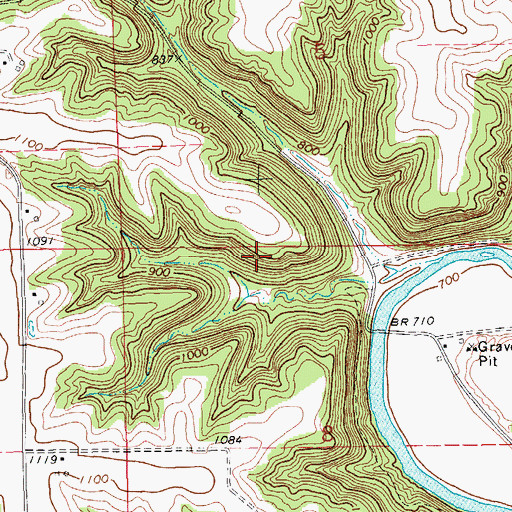 Topographic Map of Iverson Bottoms Wildlife Management Area, IA
