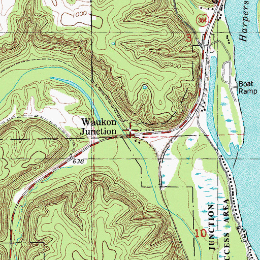 Topographic Map of Waukon Junction, IA