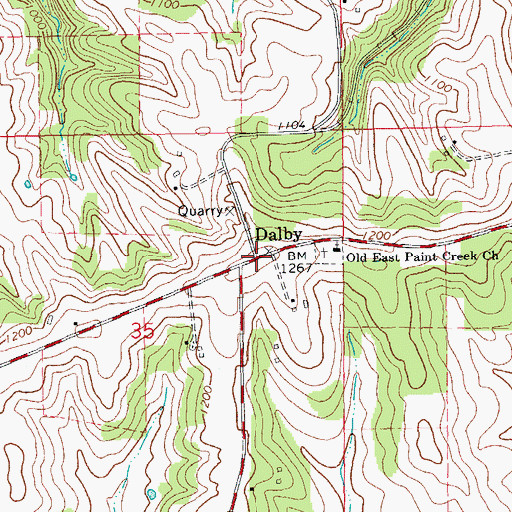 Topographic Map of Dalby Post Office (historical), IA