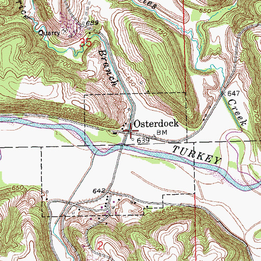 Topographic Map of Osterdock (historical), IA