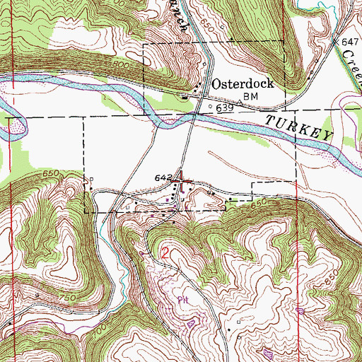Topographic Map of Osterdock Post Office (historical), IA