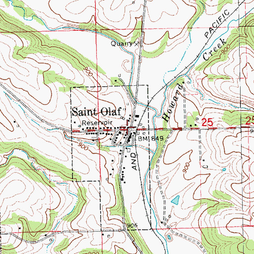 Topographic Map of Saint Olaf Post Office, IA