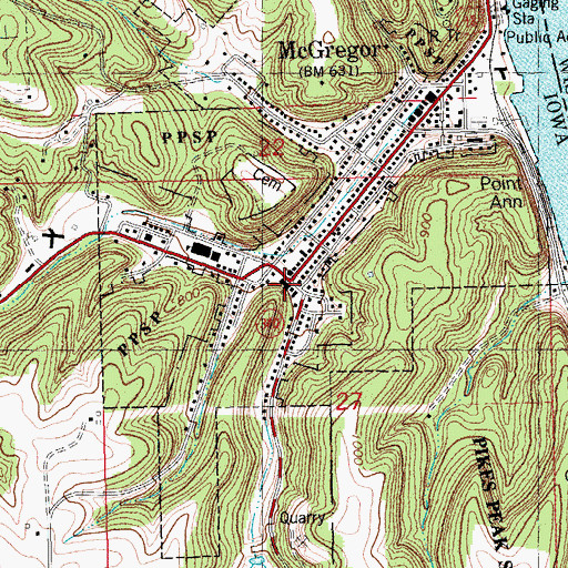 Topographic Map of McGregor Public Library, IA