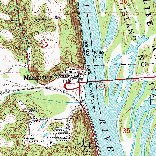 Topographic Map of Marquette City Hall, IA
