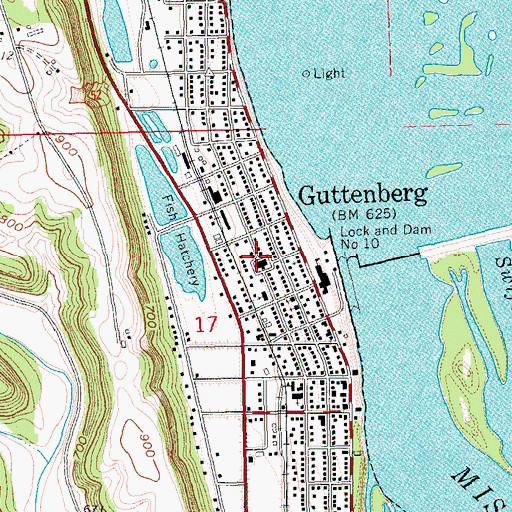 Topographic Map of Guttenberg Municipal Hospital, IA