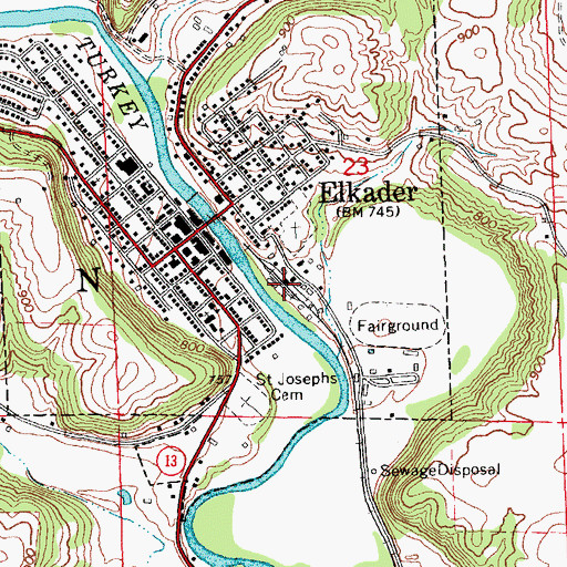 Topographic Map of Elkader (historical), IA