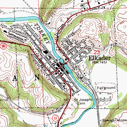 Topographic Map of Elkader Bridge, IA