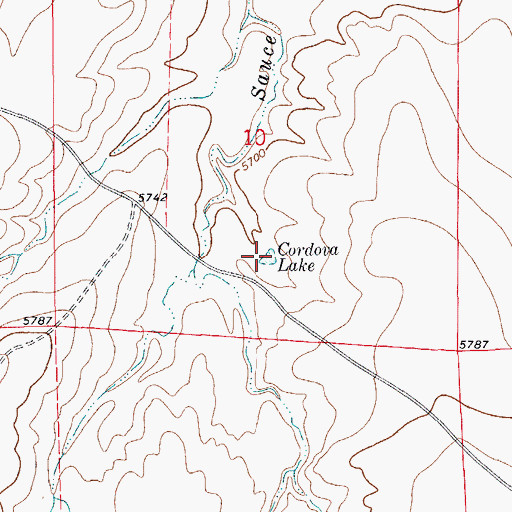 Topographic Map of Cordova Lake, CO