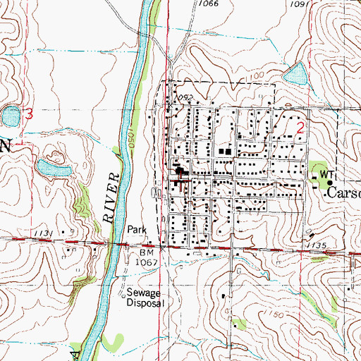 Topographic Map of Carson Fire Department and Rescue, IA