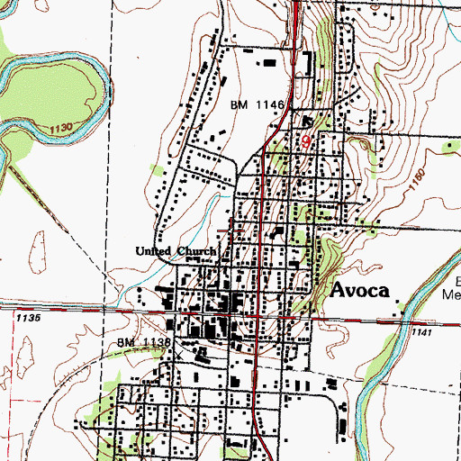 Topographic Map of Avoca Post Office, IA