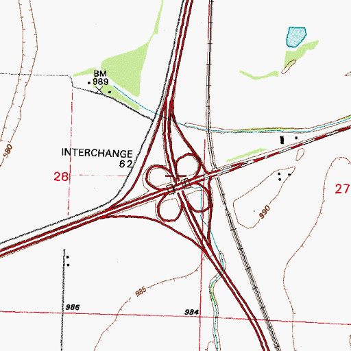 Topographic Map of Interchange 62, IA