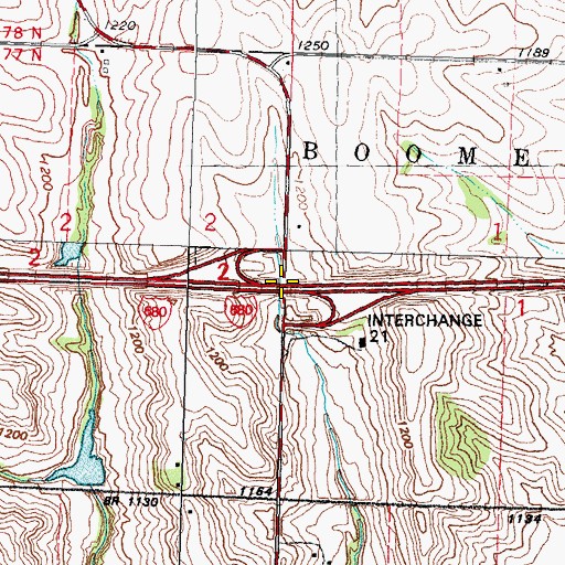 Topographic Map of Interchange 21, IA