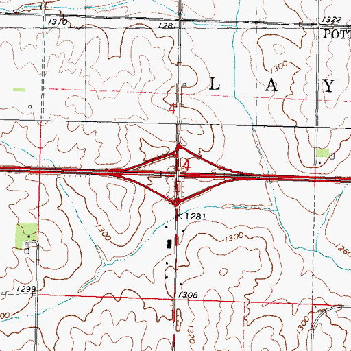 Topographic Map of Interchange 46, IA