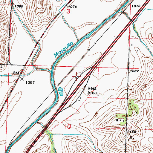 Topographic Map of Underwood South Bound Rest Area, IA