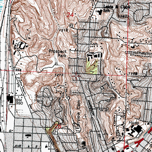 Topographic Map of Prospect Park Baptist Church, IA