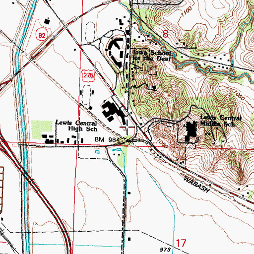 Topographic Map of Iowa West Foundation Trailhead Park, IA