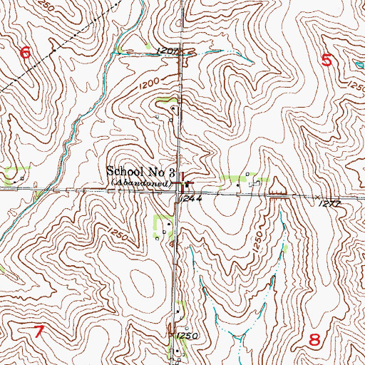 Topographic Map of School Number Three (historical), IA