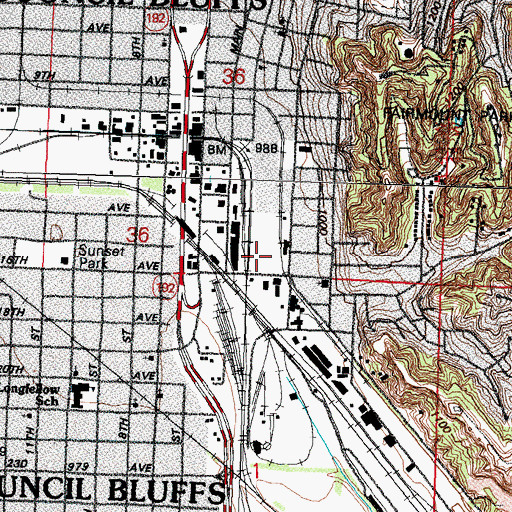 Topographic Map of RailsWest Railroad Museum, IA
