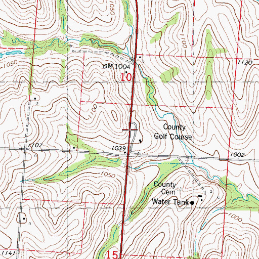 Topographic Map of Sidney Recreation Area, IA
