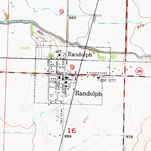 Topographic Map of Randolph (historical), IA