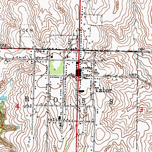 Topographic Map of Tabor College (historical), IA