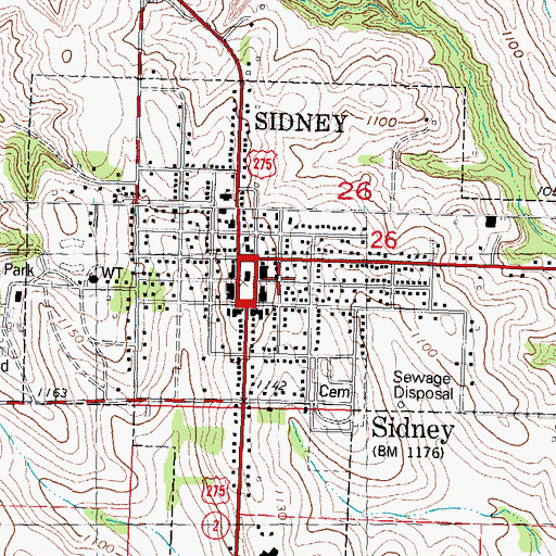 Topographic Map of Fremont County Sheriff's Office, IA