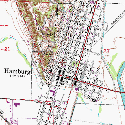 Topographic Map of Hamburg Public Library, IA