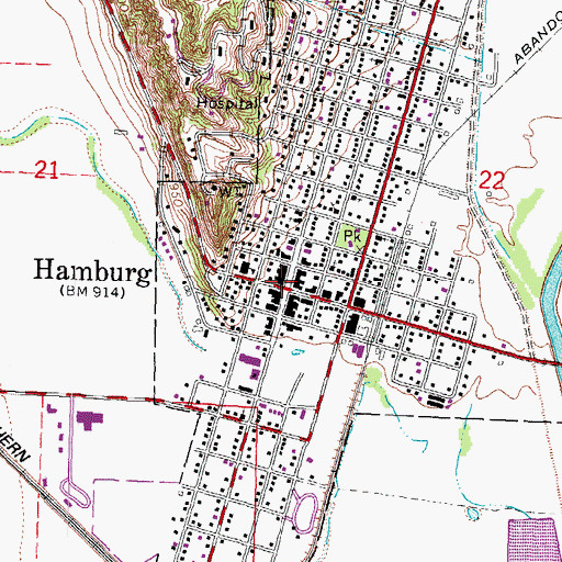 Topographic Map of Hamburg United Methodist Church, IA