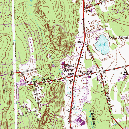 Topographic Map of Avon Middle School, CT