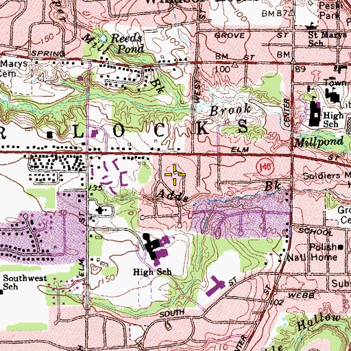 Topographic Map of Barrett Hill, CT
