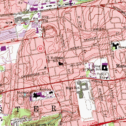 Topographic Map of Bentley Head Start School, CT