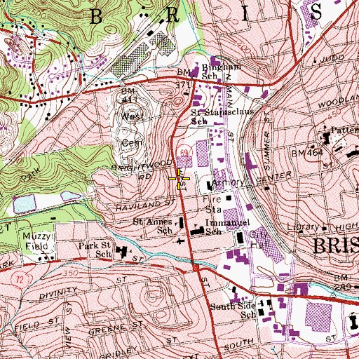 Topographic Map of Beth Israel, CT