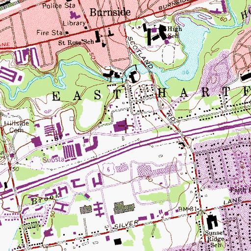 Topographic Map of Bicentennial Square Shopping Center, CT