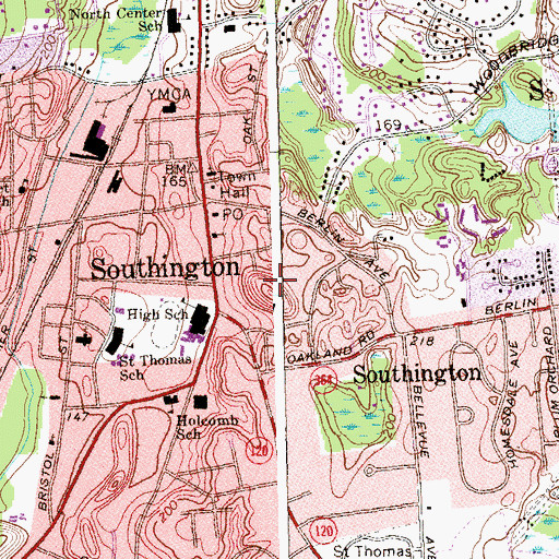 Topographic Map of The Hospital of Central Connecticut Bradley Memorial Campus, CT