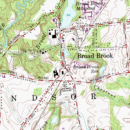 Topographic Map of Broad Brook Congregational Church, CT