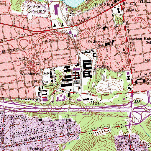 Topographic Map of Cheney Mill Complex, CT