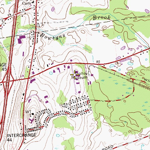 Topographic Map of Connecticut Trolley Museum Library, CT