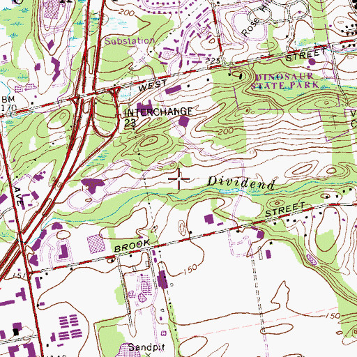 Topographic Map of Dividend Brook Corporate Park, CT