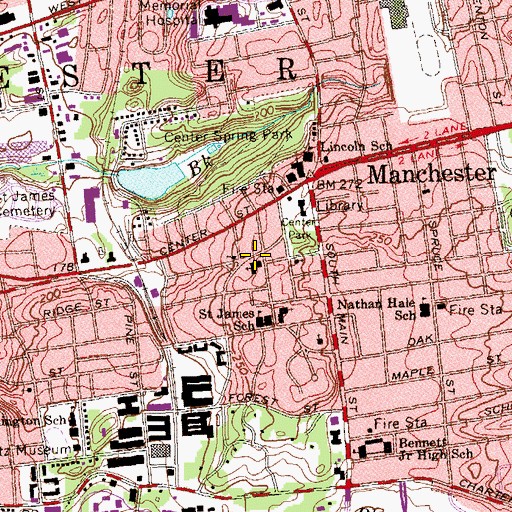 Topographic Map of Emanuel Lutheran Church, CT