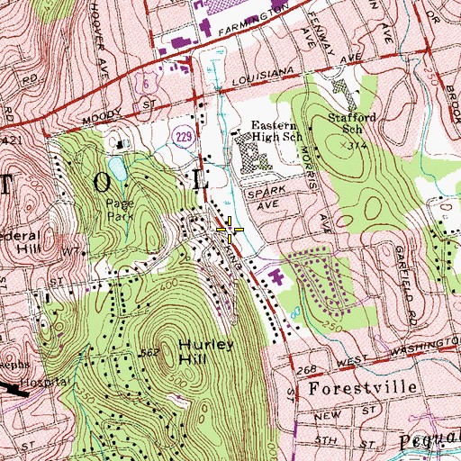Topographic Map of First Church of Christ, CT