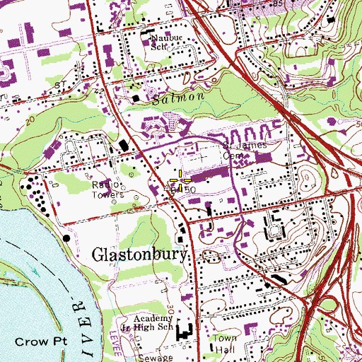 Topographic Map of Glen Lochen Mall Shopping Center, CT