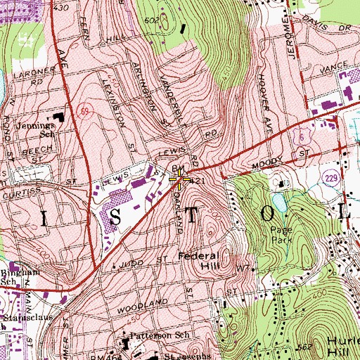 Topographic Map of Grace Lutheran Church, CT