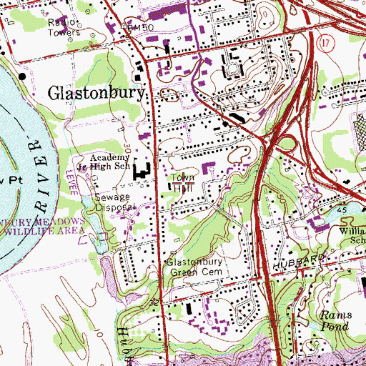 Topographic Map of Herbert T Clark Memorial Park, CT