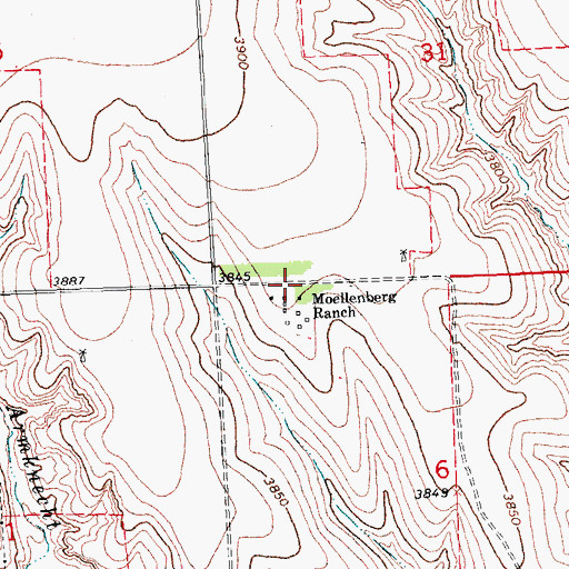 Topographic Map of Moellenberg Ranch, CO