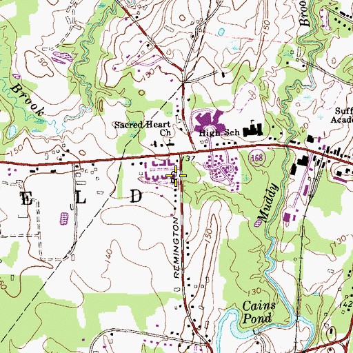 Topographic Map of McAlister Middle School, CT